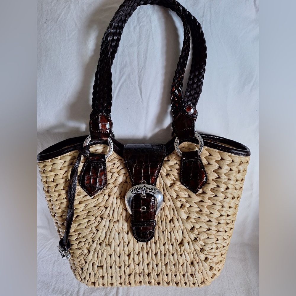 Brighton Lucinda Straw and Leather handbag